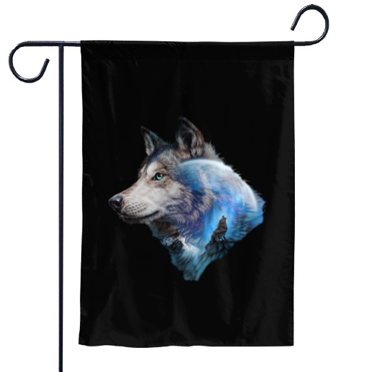 Wolf Moon Forest View Nature Garden Flags