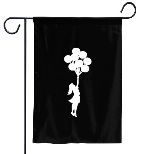 Banksy Girl with balloons. Garden Flags