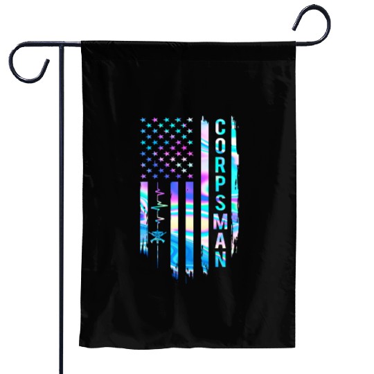 Awesome US Flag Heart Corpsman Garden Flags