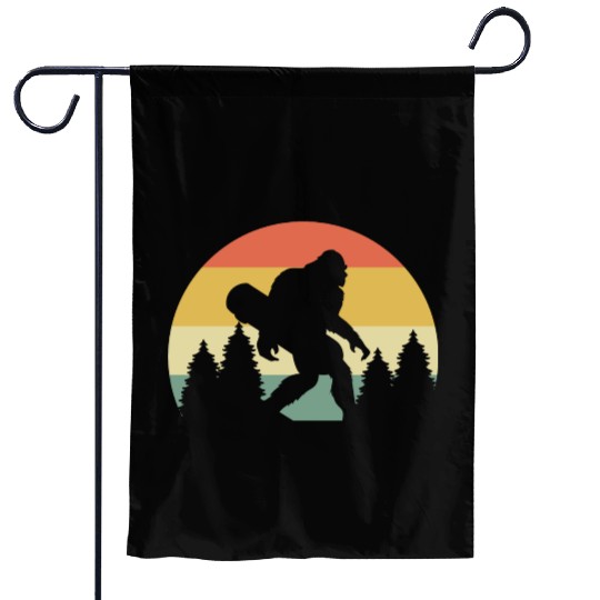 Retro Silhouette Sasquatch Bigfoot Skateboard Garden Flags