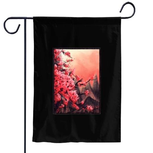 Japanese Cherry Blossom Japanese Art Garden Flags