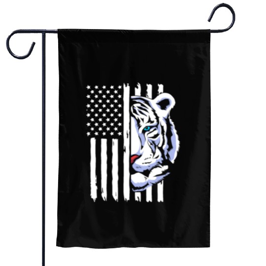 4th Of July American Flag White Tiger Garden Flags