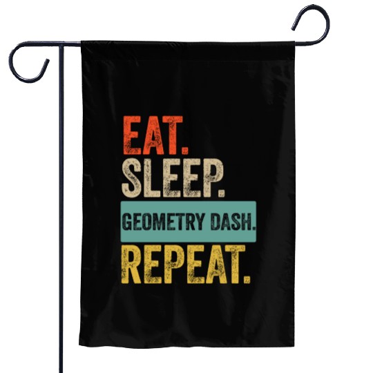 Eat sleep geometry dash repeat retro vintage Garden Flags
