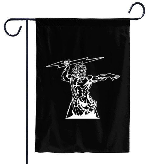 Greek mythology Zeus lightning bolt silhouette Garden Flags