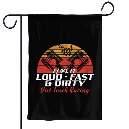 Dirt Track Racing Race Retro Garden Flags