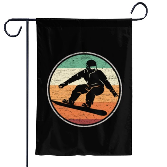 Retro Snowboarding Snowboarder Snowboard Winter Garden Flags
