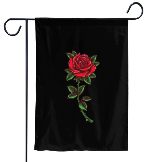 Red rose, Rose stem Garden Flags