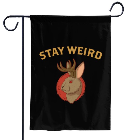 Stay Weird Cryptozoology Cryptid Jackalope product Garden Flags