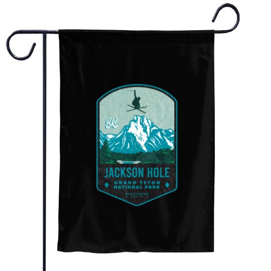Jackson Hole Ski Badge Garden Flags