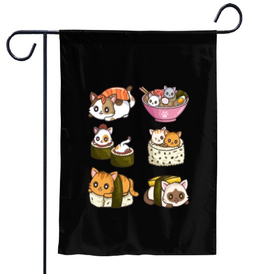 Sushi Cat Japanese Anime Garden Flags