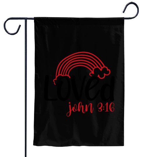 Loved john 3 16 Valentine Day Bible Verse Text Art Garden Flags