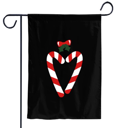 beautiful christmas candy canes in love heart with Garden Flags