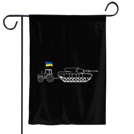 Ukrainian Tractor Pulling Tank With Ukraine Flag Garden Flags