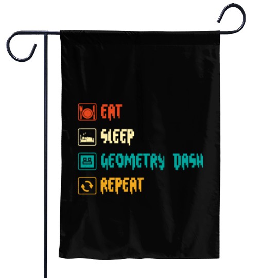 Eat sleep geometry dash repeat retro Jumper Repeat Garden Flags