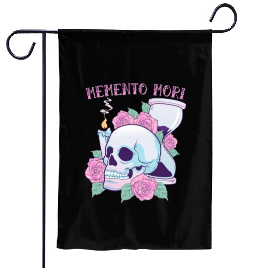 Memento Mori Pastel Goth Gothic Skull Stoic Mortal Garden Flags