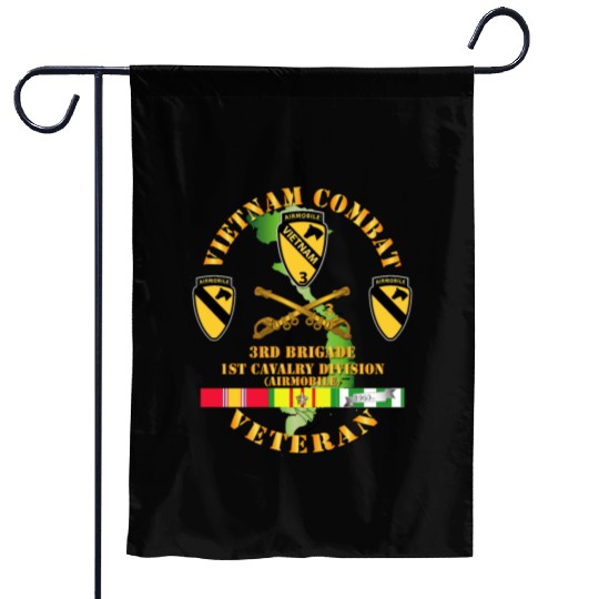 Army Vietnam Combat Cavalry Veteran w Support Brig Garden Flags