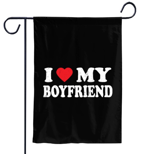 I Love My Boyfriend Grunge Heart Garden Flags