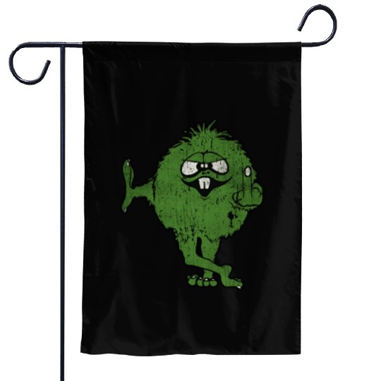 Green Monster Middle Finger 1975 Vintage Garden Flags