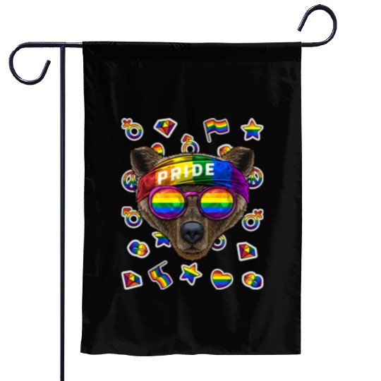 LGBT Bear Gay Pride Month Grizzly Bear Rainbow Les Garden Flags