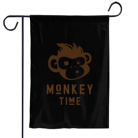 It's Monkey Time Cute Funny Monkey Face Garden Flags