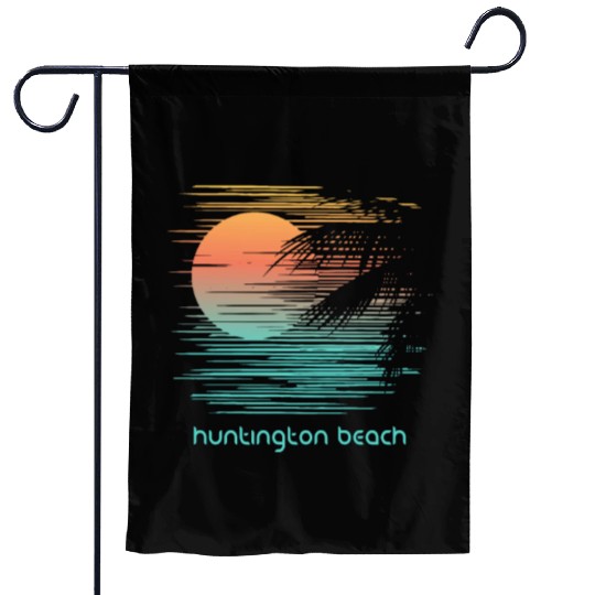 Artistic Huntington Beach California Palm Tree Garden Flags