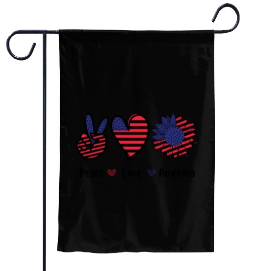 Peace Love America 4th July Gift Garden Flags Design