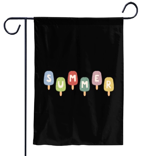 Colorful ICE CREAM STICKS with SUMMER Word Garden Flags