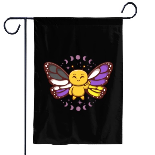 Gender Non-Binary Monarch Butterfly Subtle Pride Garden Flags