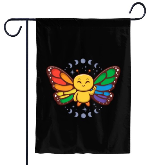 LGBTQ Rainbow Flag Monarch Butterfly Pride Month Garden Flags