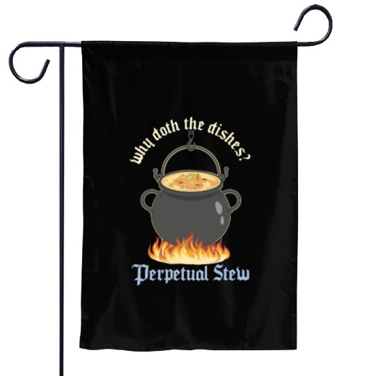 Perpetual Stew Broth cauldron Medieval History Garden Flags