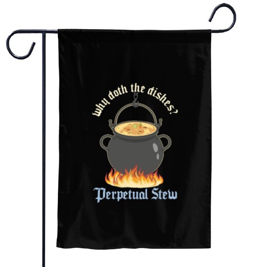 Perpetual Stew Broth cauldron Medieval History Garden Flags