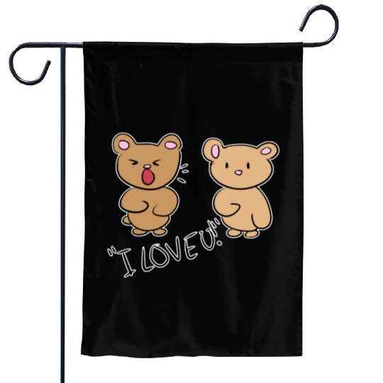 i love you teddy bear couple Garden Flags