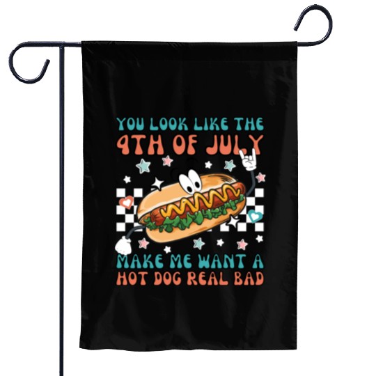 Makes Me Want A Hot Dog Real Bad, 4th July Garden Flags
