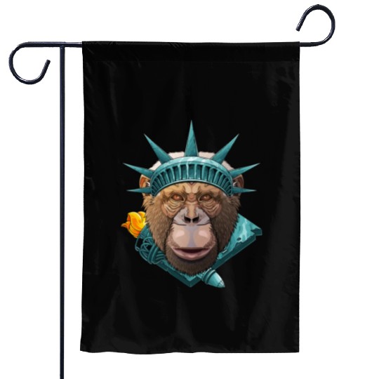 Statue Of Liberty Chimpanzee 4th Of July Animal US Garden Flags