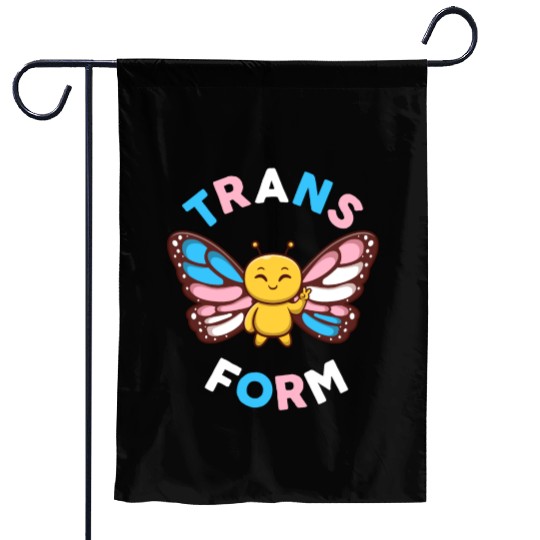 Transgender Monarch Butterfly Trans Form Kawaii Garden Flags