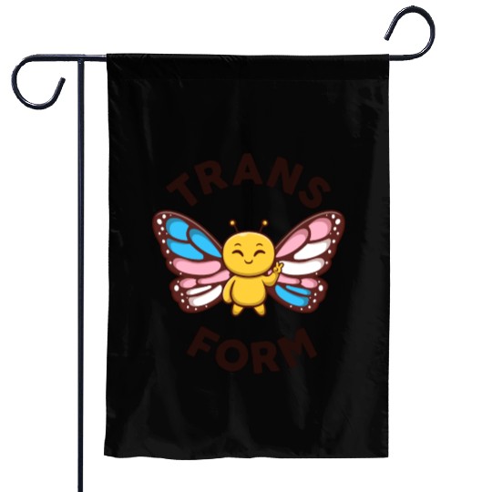 Transgender Monarch Butterfly Trans Form Kawaii Garden Flags