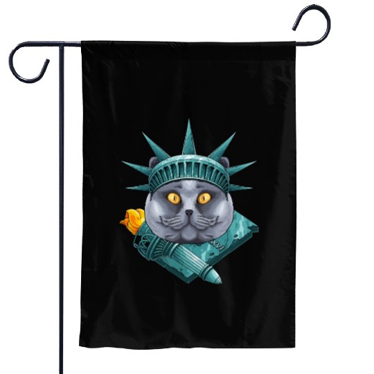 Statue Of Liberty British Shorthair 4th Of July US Garden Flags