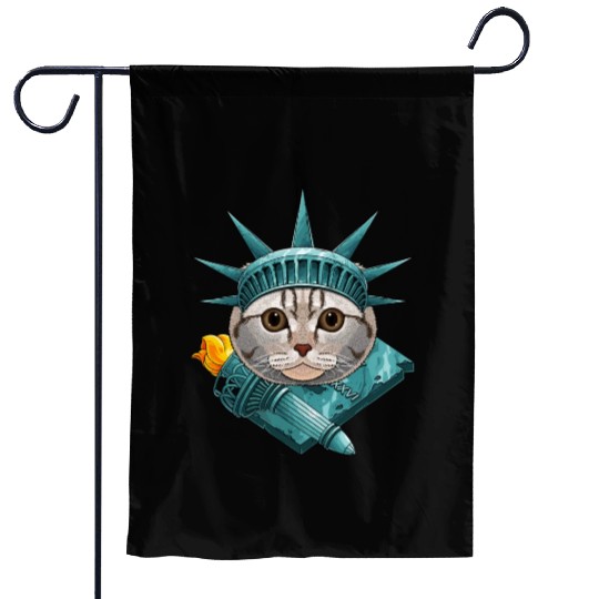 Statue Of Liberty Scottish Fold 4th Of July Cat US Garden Flags