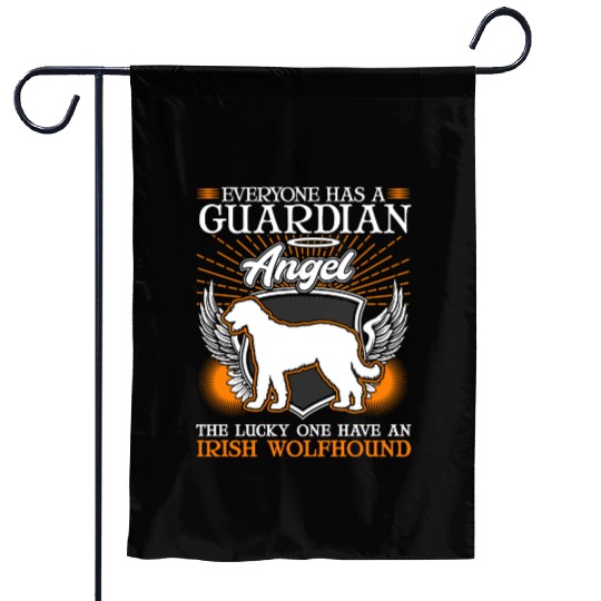 Irish Wolfhound Guardian Angel Garden Flags