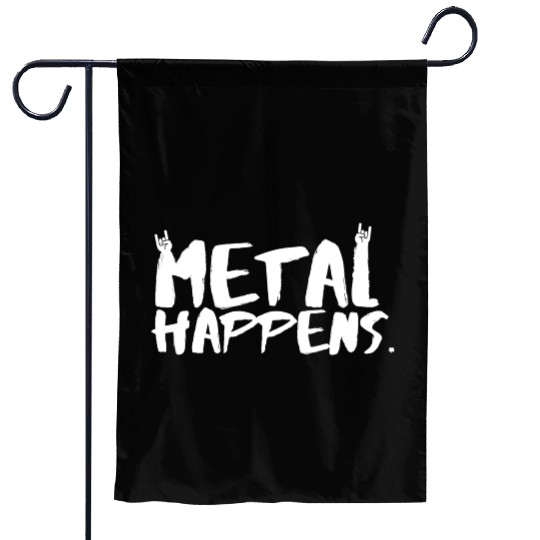 METAL Happens with Devil Horns Finger Gesture Garden Flags
