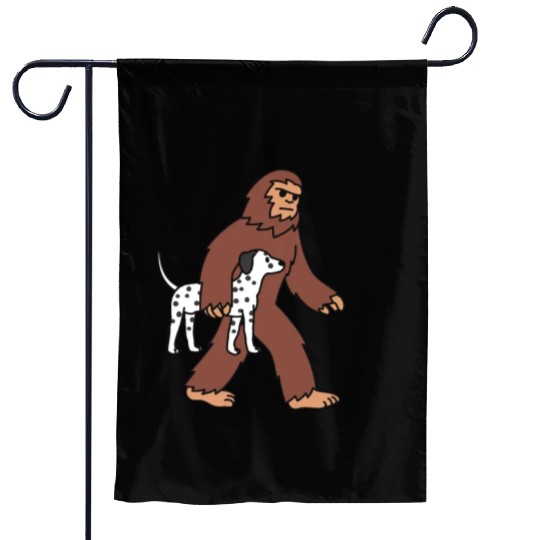 Bigfoot Sasquatch Walking Dalmatian Garden Flags
