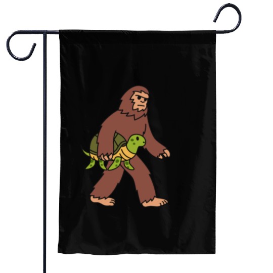 Bigfoot Sasquatch Walking Turtle Garden Flags