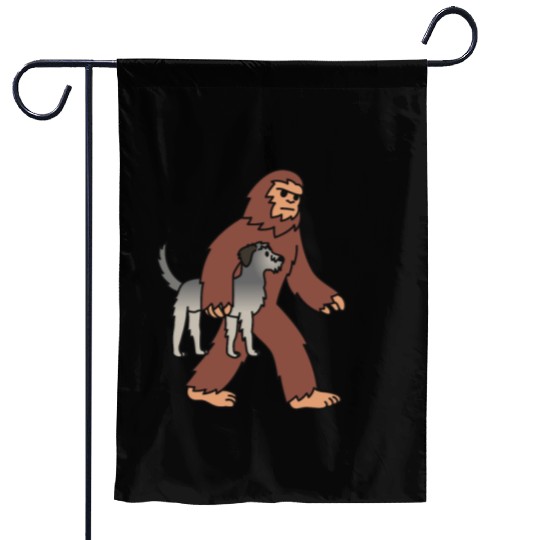 Bigfoot Sasquatch Walking Irish Wolfhound Garden Flags