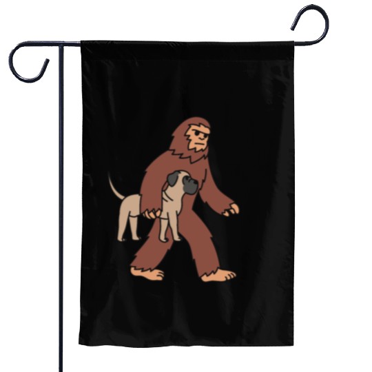 Bigfoot Sasquatch Walking English Mastiff Garden Flags
