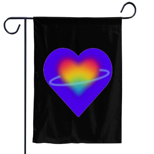 rainbow heart pride Garden Flags