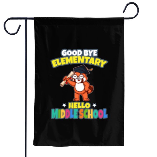Good Bye Elementary Hello Middle School Graduation Garden Flags