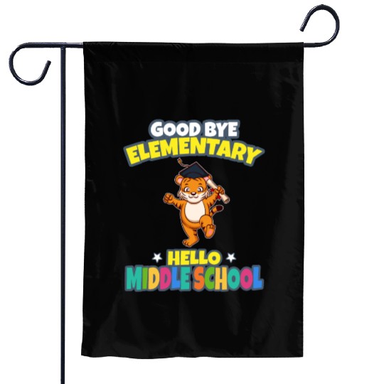 Good Bye Elementary Hello Middle School Graduation Garden Flags