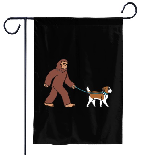Bigfoot Sasquatch Walking Saint Bernard Garden Flags