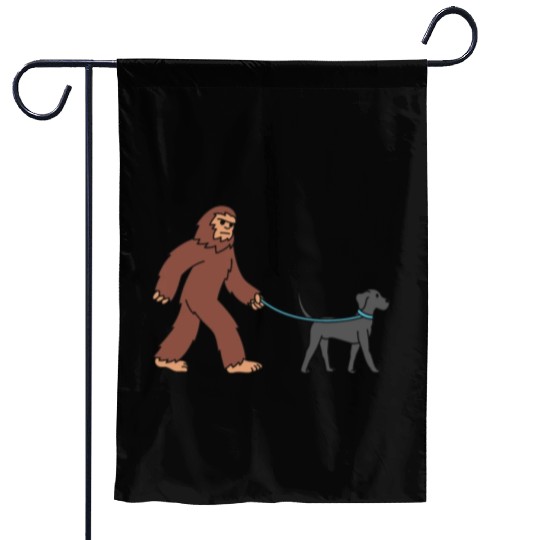 Bigfoot Sasquatch Walking Great Dane Garden Flags