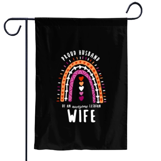 Proud Husband Lesbian Wife Rainbow Garden Flags
